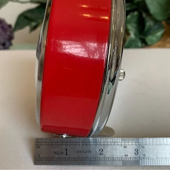 Vintage 90s Coca Cola Alarm Clock Red Silver Metal Coke Soda Pop Quartz Clock - Picture 12 of 13